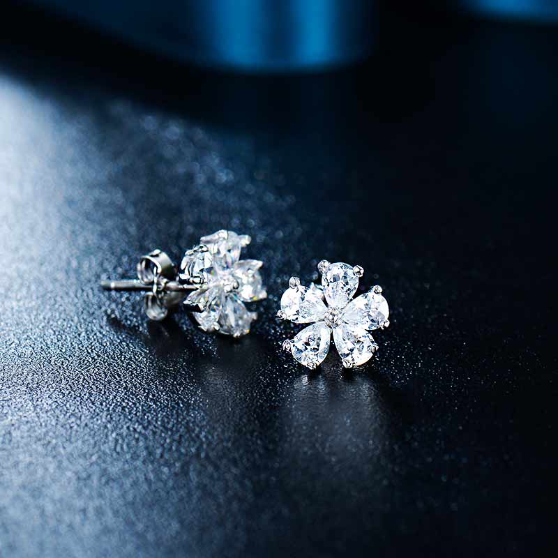 fine jewelry S925 sterling silver sweet cherry palnt-shaped anniversary gift women cute vintage sliver earrings