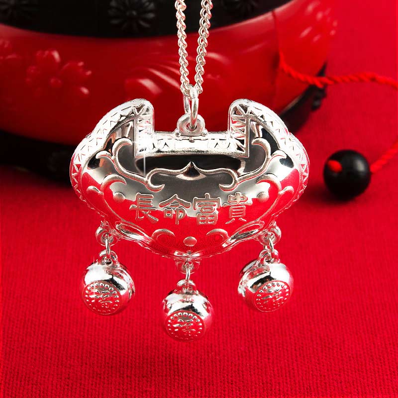 jewelry for babies long life lock s999 pure silver lock pendant children ethnic full moon necklaces