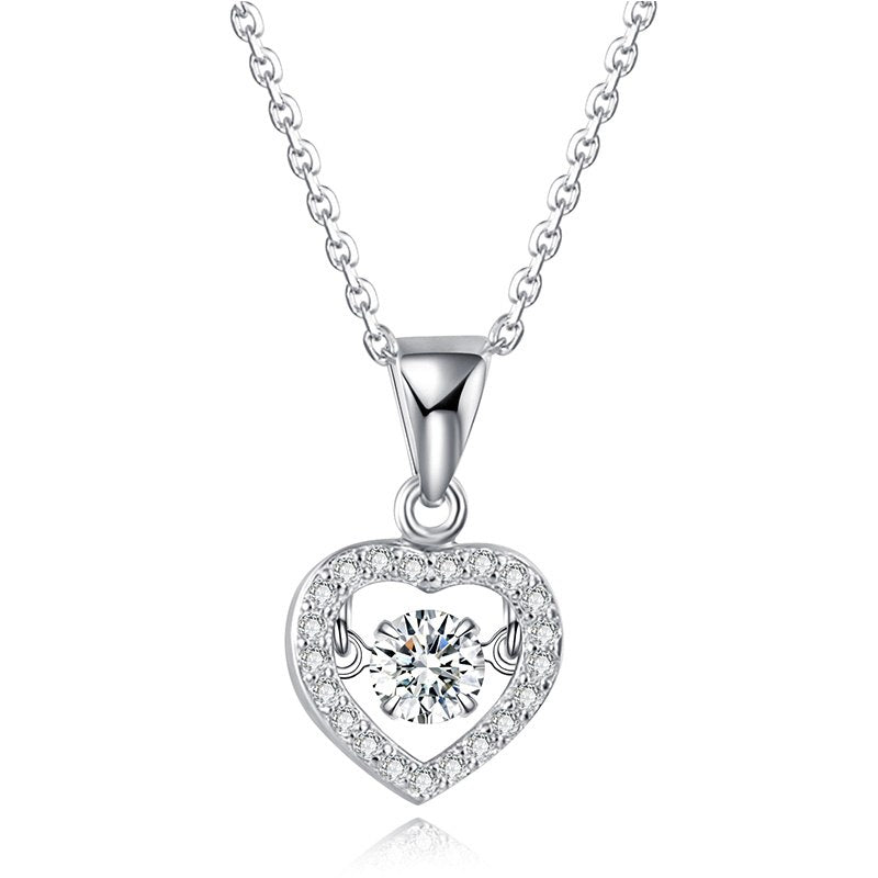 silversmith S925 silver sterling pendant woman clavicular chain trendy party style gift beating heart necklaces