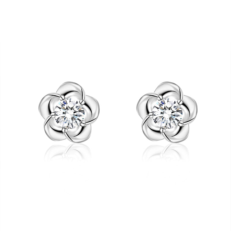 silversmith S925 sterling silver women plant-shaped anniversary gift simple trendy style pair earrings