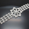 Flower shape crystal clear rhinestone applique rhinestone shoulder chain with tassel wedding dress decoration DIY sew on stone