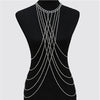 Womens Sexy Summer Beach Tassel Body Waist Chain Fringe Cross Tie Shoulder Bikini Harness Belt Chain Waistband Necklace