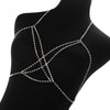 Bohemian Beach Sexy Chest Chain for Women Full Rhinestone Cross Chest Chain Shining Crystal Bra Body Necklace Choker Jewelry