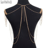 Punk Style Tassel Body Chain Jewelry Gold-color Statement Necklace Women Collar Shoulder Long Chain Necklaces Sexy Body Jewelry