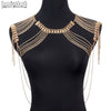Punk Style Tassel Body Chain Jewelry Gold-color Statement Necklace Women Collar Shoulder Long Chain Necklaces Sexy Body Jewelry