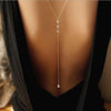 Women Long Necklace Body Sexy Chain Bare Back Gold crystal Rhinestone Pendant Chain Necklace Backdrop Beach Body Jewelry