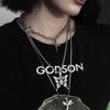 HUANZHI 2021 3pcs/set Three Layer Butterfly Cross Angel Pendant Grunge Metal Chain Necklace for Women Punk Cool Guy Jewelry