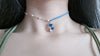 HUANZHI 2021 Japanese Sweet Blue Lace Velvet Planet Pendant Clavicle Chain Choker Necklace for Women Vacation Jewelry