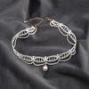 HUANZHI 2021 Sweet  Wavy Flower White Lace Imitation Pearl Pendant Clavicle Chain Choker Necklace for Women Wedding Jewelry