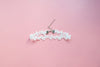 HUANZHI 2021 Sweet  Wavy Flower White Lace Imitation Pearl Pendant Clavicle Chain Choker Necklace for Women Wedding Jewelry