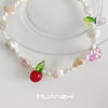 HUANZHI 2021 Baroque Pearl Necklace Colorful Acrylic Dice Strawberry Fruit Irregular Beaded Choker For Women Y2K Jewelry