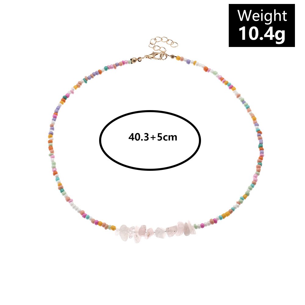 HUANZHI 2021 Bohemia Colorful Irregular Natural Stone Beads Beaded Necklace Choker For Women Girls Neck Accessories