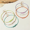 HUANZHI 2021 Bohemia Colorful Irregular Natural Stone Beads Beaded Necklace Choker For Women Girls Neck Accessories