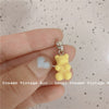 HUANZHI 2021 Colorful Resin Bear Pearl Zircon Beaded Smiley Metal Chain Pendant Necklace for Women Girls Party Jewelry Gifts