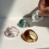 HUANZHI 2021  Colourful Transparent Resin Acrylic Rhinestone Geometric Square Round Rings Set for Women Jewelry Travel Gifts