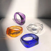 HUANZHI 2021  Colourful Transparent Resin Acrylic Rhinestone Geometric Square Round Rings Set for Women Jewelry Travel Gifts