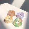 HUANZHI 2021  Colourful Transparent Resin Acrylic Rhinestone Geometric Square Round Rings Set for Women Jewelry Travel Gifts