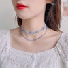 HUANZHI 2021 Sweet Blue Smiley Flower Star Heart Transparent Beads Choker Necklace For Women Girls Party Jewelry