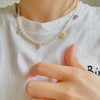HUANZHI 2022 Vintage Colourful Pearl Choker Resin Flower Transparent Beads Pink Crystal Necklace for Women Wedding Jewelry