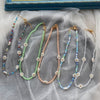 HUANZHI 2021 Summer Colorful Face Smiley Daisy Flowers Crystal Beaded Bracelet Necklace Clavicle Choker for Women Girls Jewelry