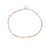 HUANZHI 2021 Trendy Colored Beads Ethnic Style Choker Transparent Crystal Gravel Necklace for Ladies Girls Summer Party Jewelry