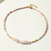 HUANZHI 2021 Trendy Colored Beads Ethnic Style Choker Transparent Crystal Gravel Necklace for Ladies Girls Summer Party Jewelry