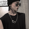HUANZHI Individuality Punk Handcuffs Blade Thorns Slub Pendant Hip Hop Silver Color Couple Necklace for Women Men Couple Jewelry