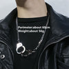 HUANZHI Individuality Punk Handcuffs Blade Thorns Slub Pendant Hip Hop Silver Color Couple Necklace for Women Men Couple Jewelry