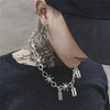 HUANZHI Individuality Punk Handcuffs Blade Thorns Slub Pendant Hip Hop Silver Color Couple Necklace for Women Men Couple Jewelry