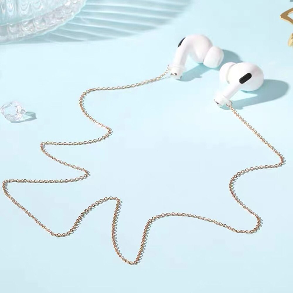 HUHUI Airpods Chain Beaded Cordless Wireless Headphone Holder Anti-Lost Accessories Stainless Steel Unisex Necklace  Gift