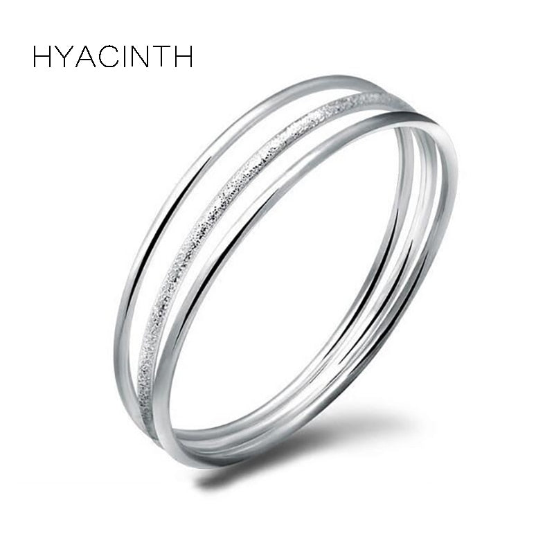 999 Sterling Silver Bangles Smooth Matte Closed Tricyclic Bangles & Bracelet For Women Elegant Sterling SIlver Jewelry