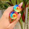 HZ 2021  Funny Cute Colorful Acrylic Resin Cartoon Animal Love Flower Ring Transparent for Women Girls Party Jewelry Gifts