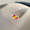HZ 2021  Funny Cute Colorful Acrylic Resin Cartoon Animal Love Flower Ring Transparent for Women Girls Party Jewelry Gifts