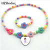 New Arrival Ballerina Girl Heart Necklace Cute Little Cartoon Ballerina Girl Flower Necklace Bead Jewelry for Girls