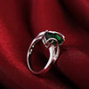 Beautiful 925 Sterling silver green crystal Water droplets Rings For women size 7 8 engagement wedding Jewelry