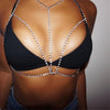 Bohemian Beach Sexy Chest Chain For Women Full Rhinestone Cross Chest Chain Shining Crystal Bra Body Necklace Choker Jewelry