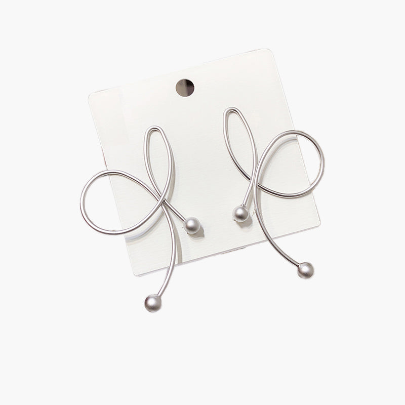 Hacinth S925 Large Size Earrings Silver Color Abstract Pattern Personality Big Earrings For Women Bow earrings Boucle D'Oreille