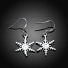 Charms snowflake fine 925 Sterling Silver drop Earrings for Women  party wedding Jewelry fine Christmas Gift