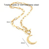 Half Moon necklace Stainless Steel Crescent Toggle Necklaces Gold Metal Luna Necklace Chunky Heavy Duty Chain Choker Collar