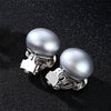 Half-Round Natural Pearl 925 Silver Stud Earrings
