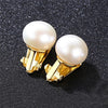 Half-Round Natural Pearl 925 Silver Stud Earrings
