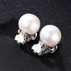 Half-Round Natural Pearl 925 Silver Stud Earrings