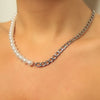 Half pearl half chain necklace