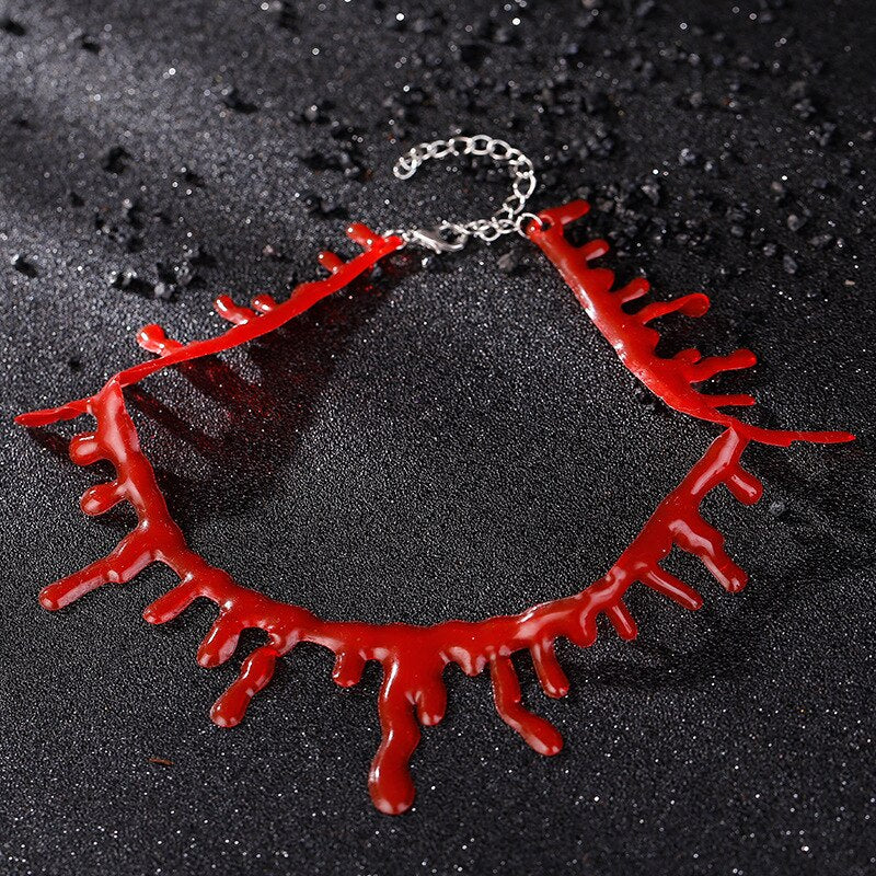 Halloween Blood Necklace Women Chokers Necklaces Halloween Costume Props Horror Party Decorations Female Jewelry Gift