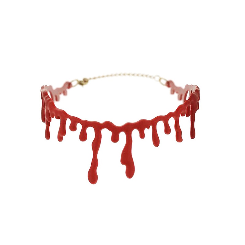 Halloween Cutting Neck Blood Marks Bloody Choker Necklace For Women Girl Simulation Funny Punk Rock Necklace Trendy Jewelry 2021