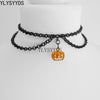 Halloween Gothic Black Chain Pumpkin Choker Made with Pendant Charm Necklace Goth Jewelry Gorgeous Women Gift Statement