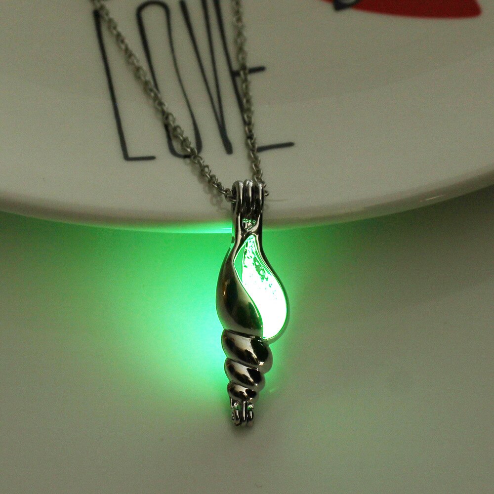 Halloween Jewelry with Silver Color Glow in the Dark Luminous Stone Locket Pendant Choker Necklace for Men Women Gift