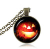 Halloween Witch necklace children accessories black cat bat jewelry glass dome pendant full moon necklaces trick or treat gift