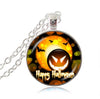 Halloween Witch necklace children accessories black cat bat jewelry glass dome pendant full moon necklaces trick or treat gift