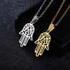 Hamsa Hand Pendant Necklace Women Men Amulet Stainless Steel Gold Silver Color Hand of Fatima Choker Jewelry Gift Clavicle Chain